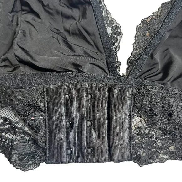 Victoria's Secret Unlined Wireless Lace Black Bralette Large‎ - Picture 3 of 10